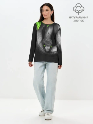 Лонгслив женский. Хлопок / Змея