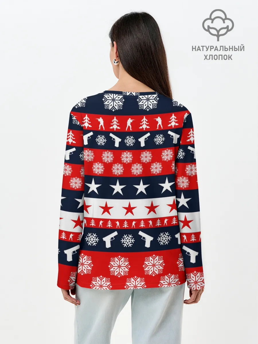 Лонгслив женский. Хлопок / CS GO НОВОГОДНИЙ