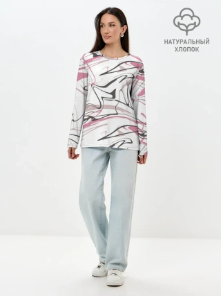 Лонгслив женский. Хлопок / Хаотичные линии