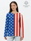 Лонгслив женский. Хлопок / Американский Флаг