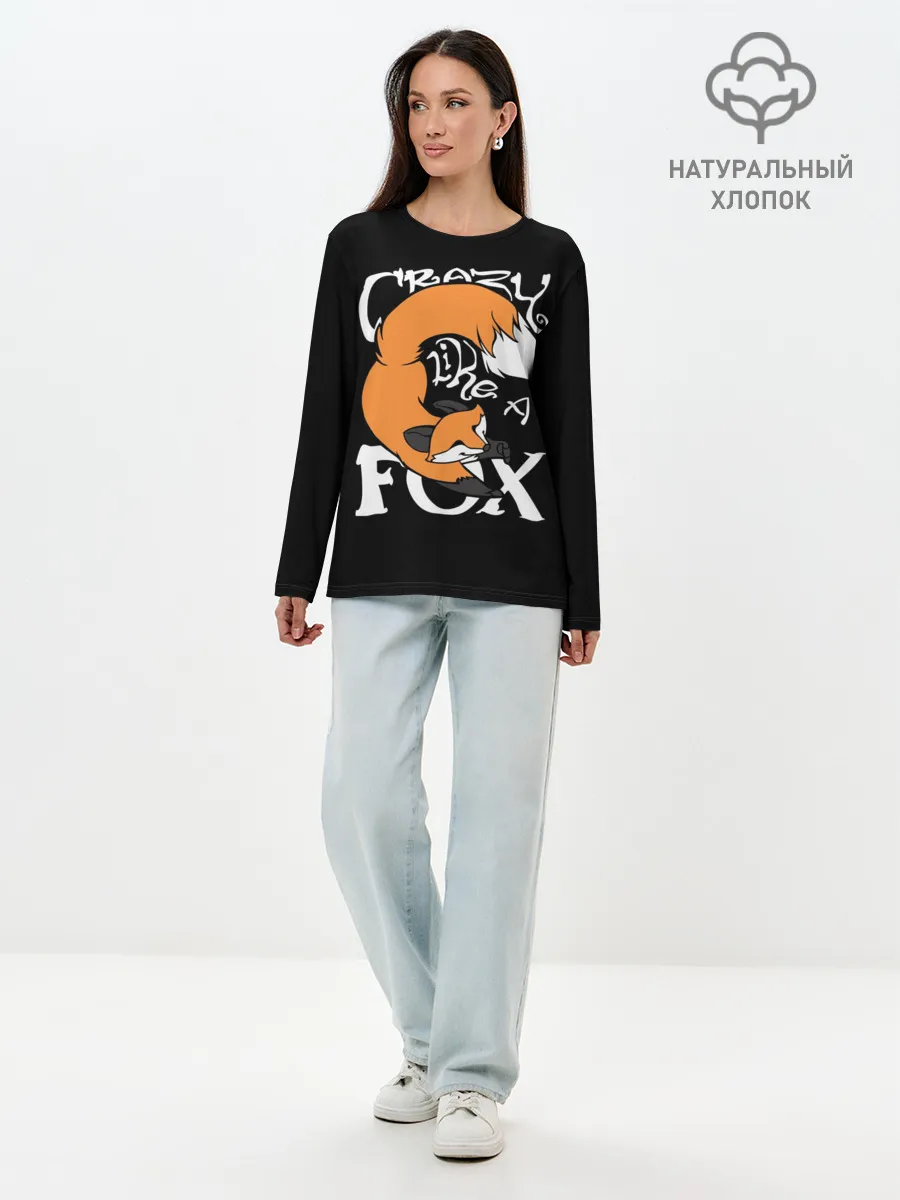 Лонгслив женский. Хлопок / Crazy Like a Fox
