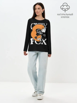 Лонгслив женский. Хлопок / Crazy Like a Fox