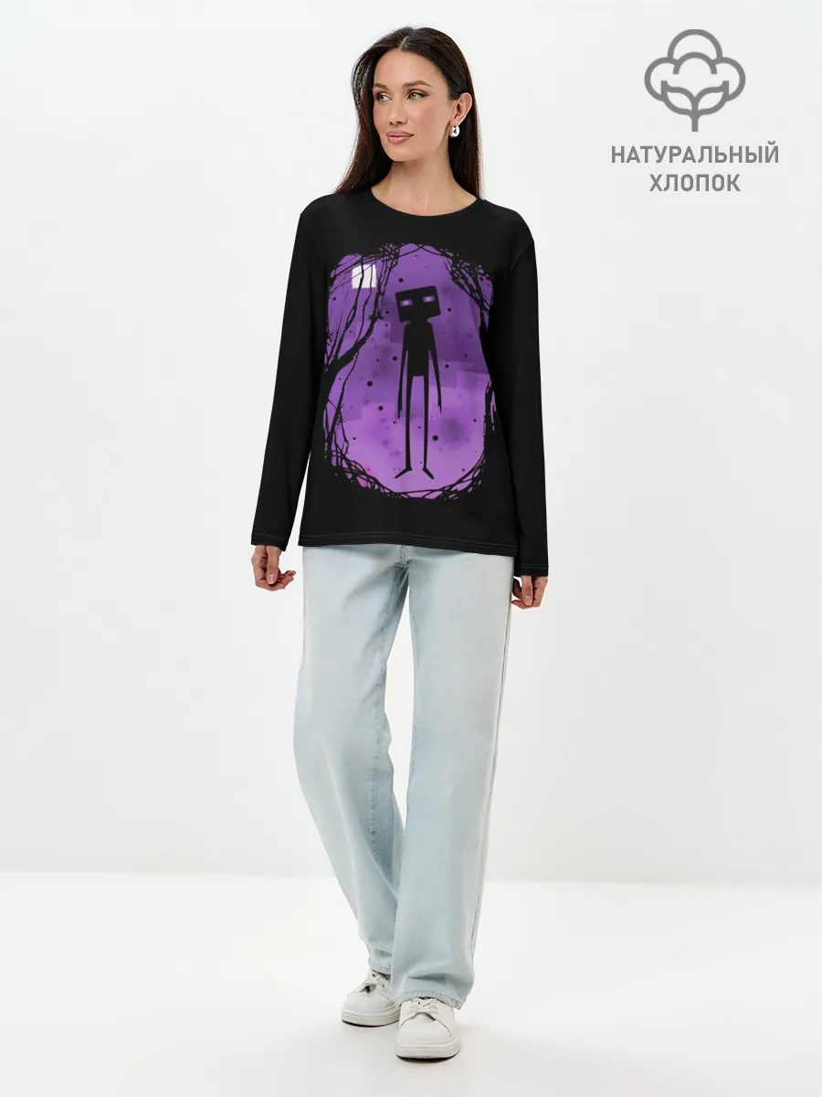 Лонгслив женский. Хлопок / Minecraft Эндермен