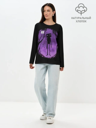 Лонгслив женский. Хлопок / Minecraft Эндермен