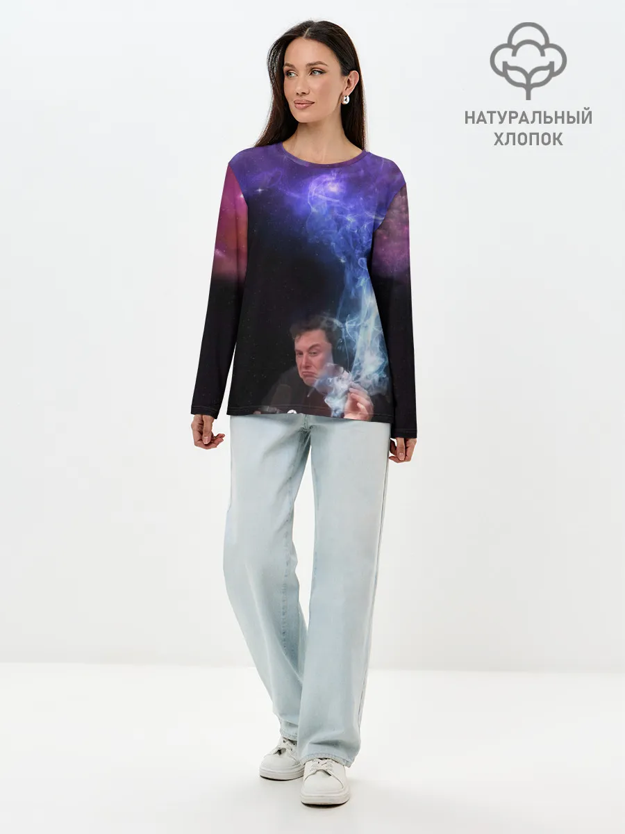 Лонгслив женский. Хлопок / Elon Musk space Илон Маск