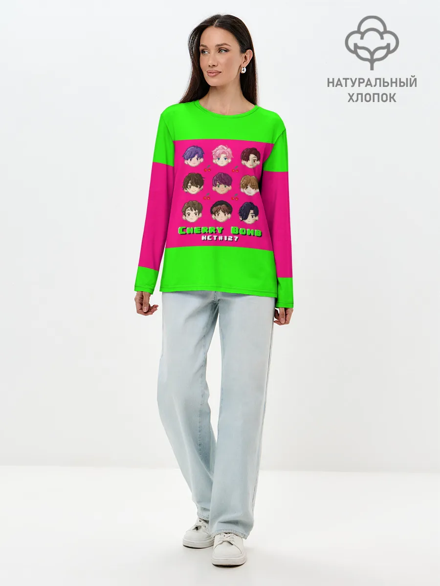 Лонгслив женский. Хлопок / NCT 127. Cherry Bomb