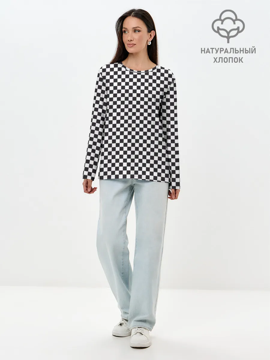 Лонгслив женский. Хлопок / Checkerboard