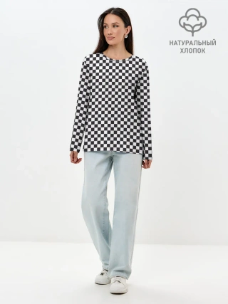 Лонгслив женский. Хлопок / Checkerboard