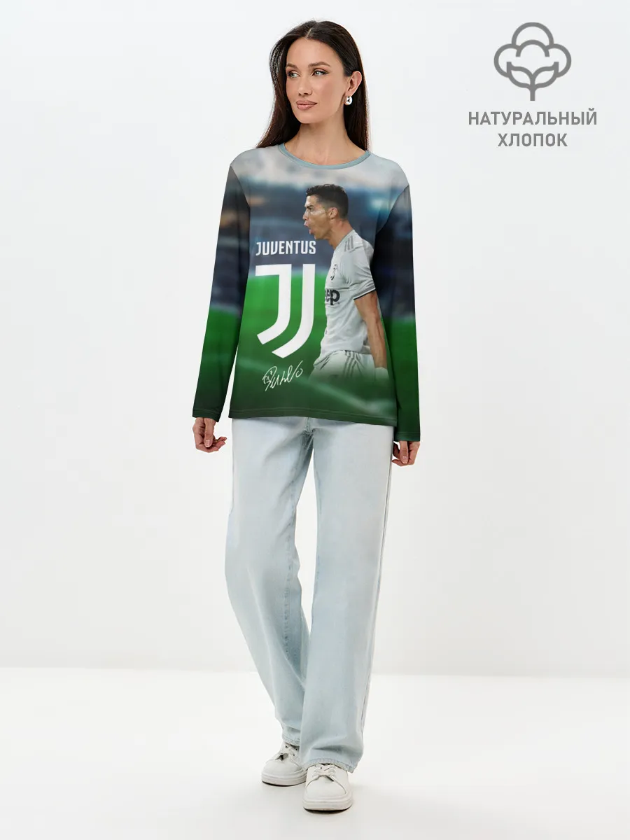 Лонгслив женский. Хлопок / Роналдо Ювентус