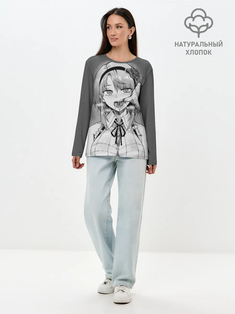 Лонгслив женский. Хлопок / Show me your pretty mouth