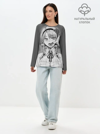 Лонгслив женский. Хлопок / Show me your pretty mouth