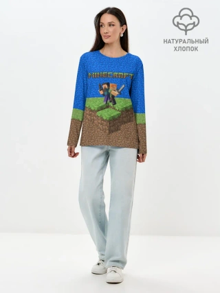 Лонгслив женский. Хлопок / MINECRAFT