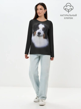 Лонгслив женский. Хлопок / Собака