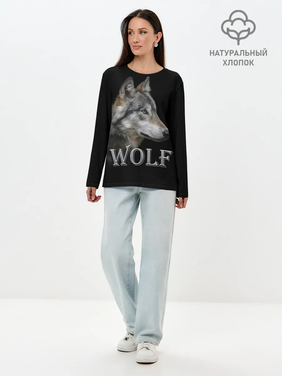 Лонгслив женский. Хлопок / Wolf