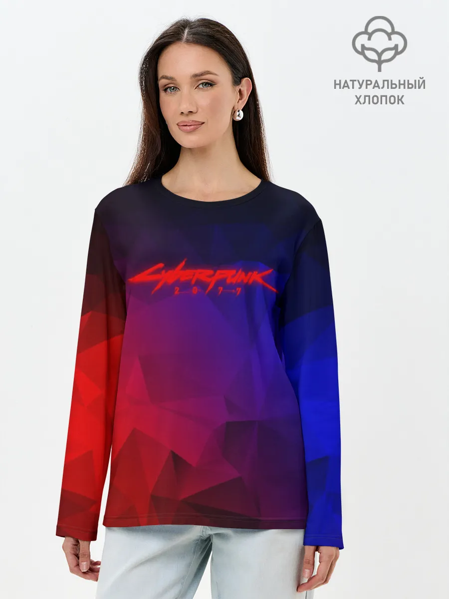 Лонгслив женский. Хлопок / CYBERPUNK 2077 | КИБЕРПАНК 2077