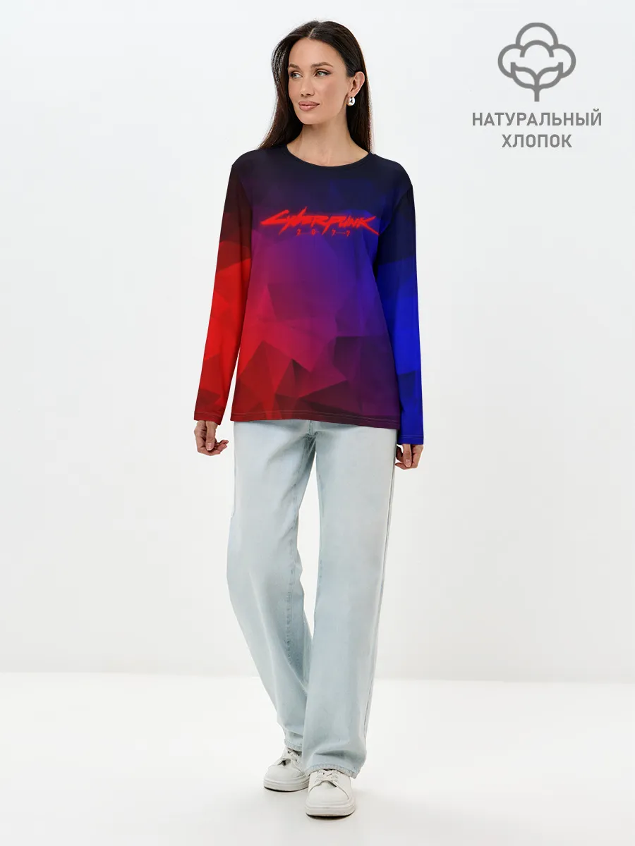 Лонгслив женский. Хлопок / CYBERPUNK 2077 | КИБЕРПАНК 2077