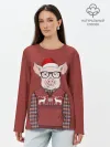 Лонгслив женский. Хлопок / New Year Pig