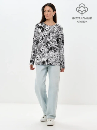 Лонгслив женский. Хлопок / Manga ahegao