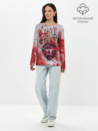 Лонгслив женский. Хлопок / Кровь