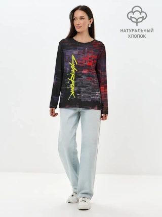 Лонгслив женский. Хлопок / CYBERPUNK 2077