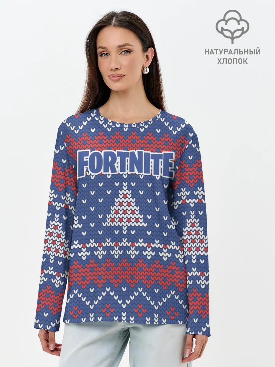 Лонгслив женский. Хлопок / НОВОГОДНИЙ FORTNITE