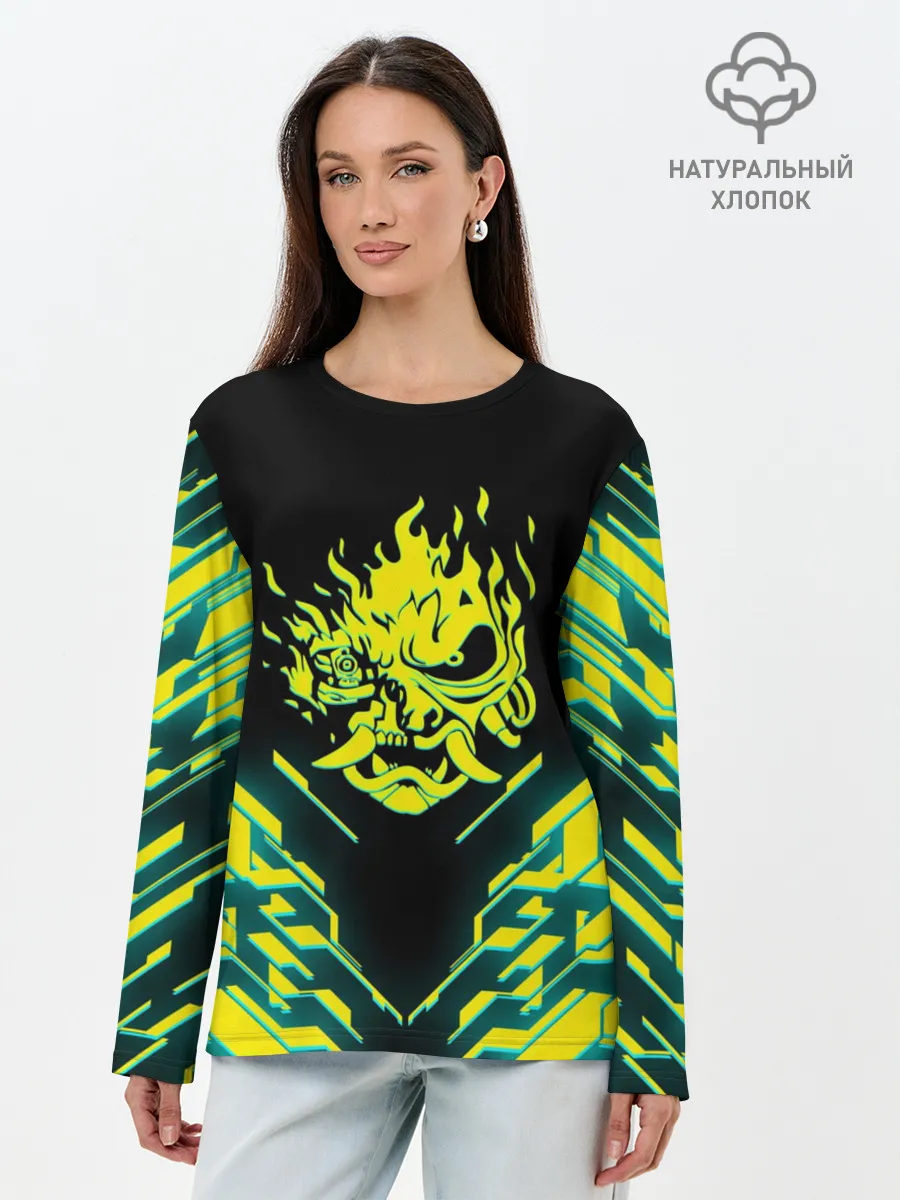 Лонгслив женский. Хлопок / CYBERPUNK 2077