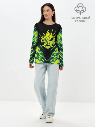 Лонгслив женский. Хлопок / CYBERPUNK 2077