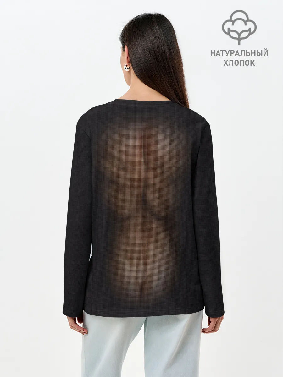 Лонгслив женский. Хлопок / Сетка