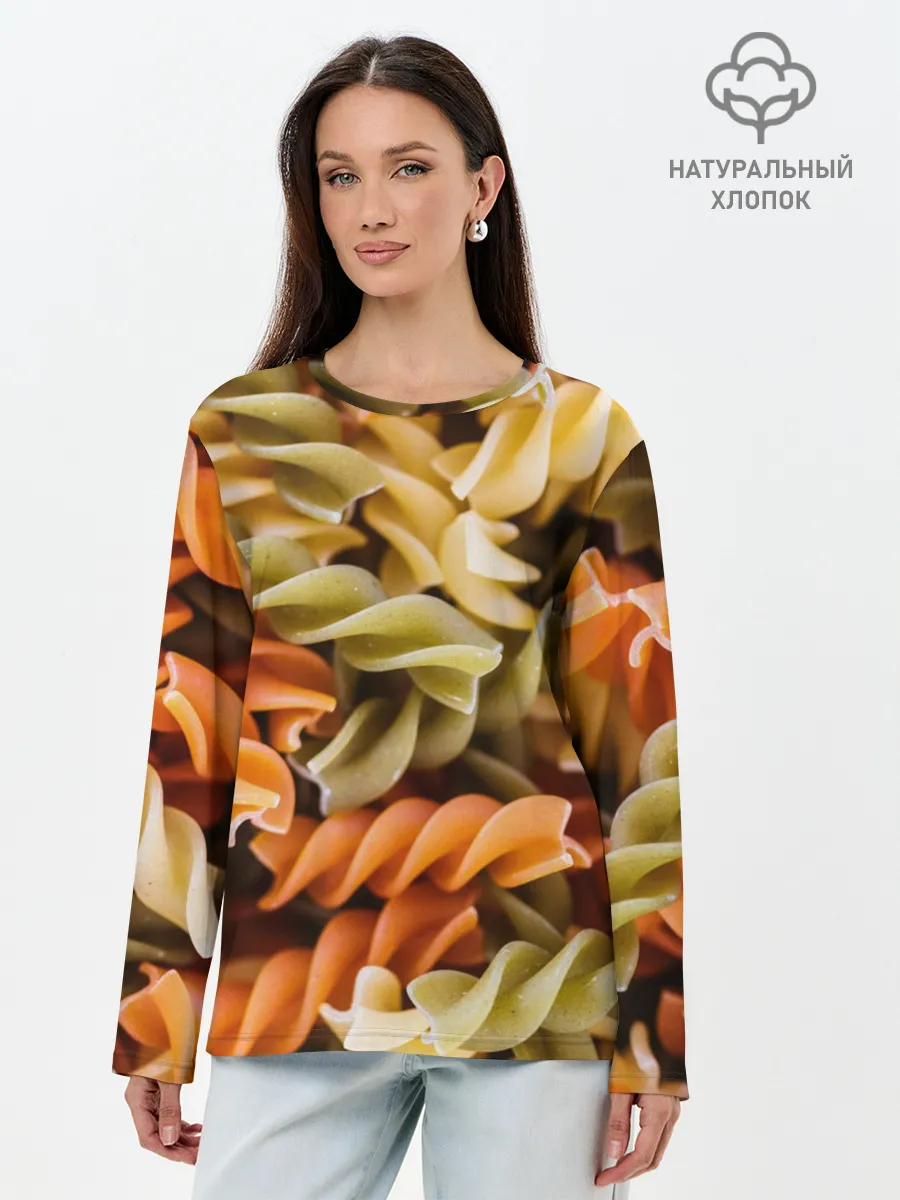 Лонгслив женский. Хлопок / Макароны Спиральки