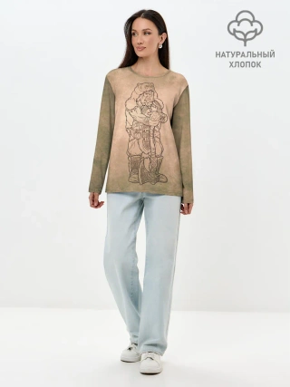 Лонгслив женский. Хлопок / русь