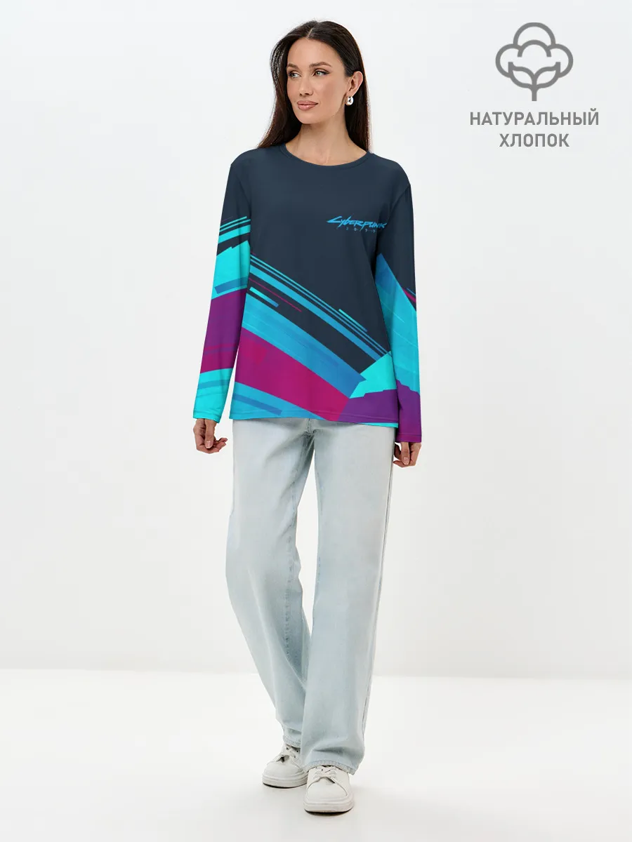 Лонгслив женский. Хлопок / CYBERPUNK 2077