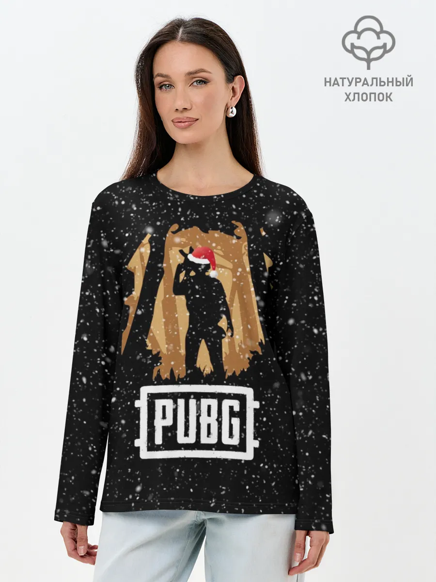 Лонгслив женский. Хлопок / Новогодний PUBG