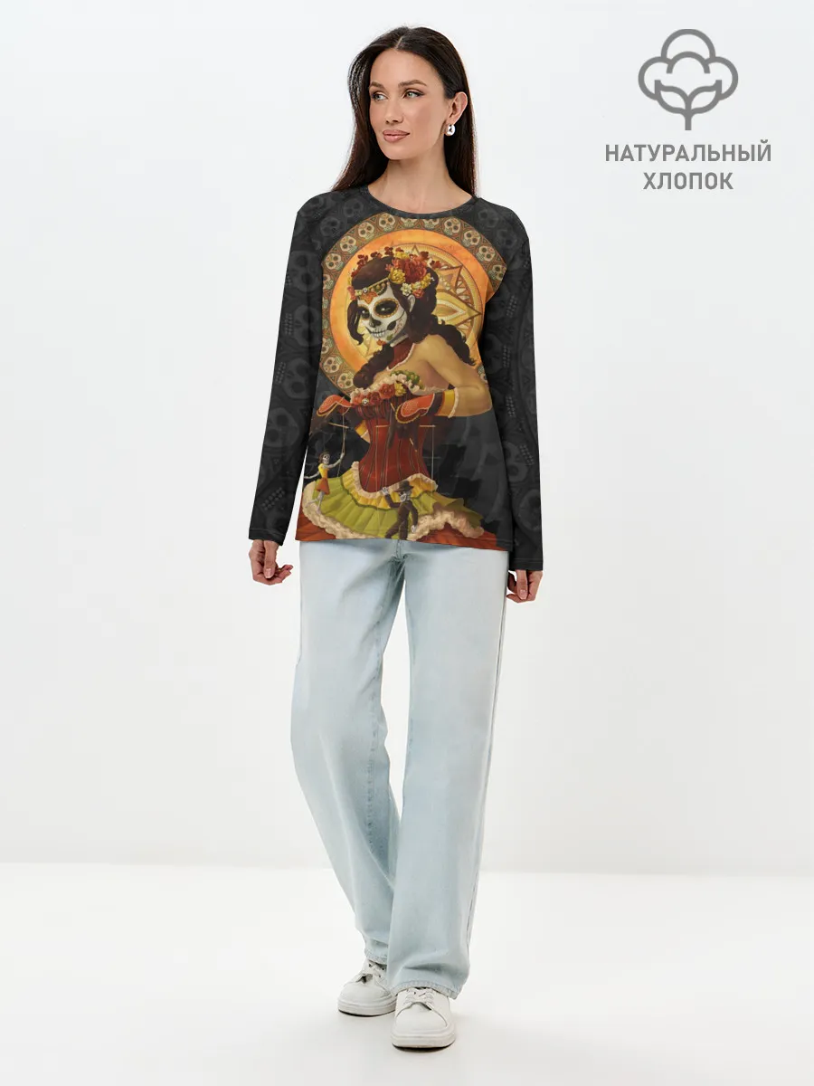 Лонгслив женский. Хлопок / День мёртвых, Мексика
