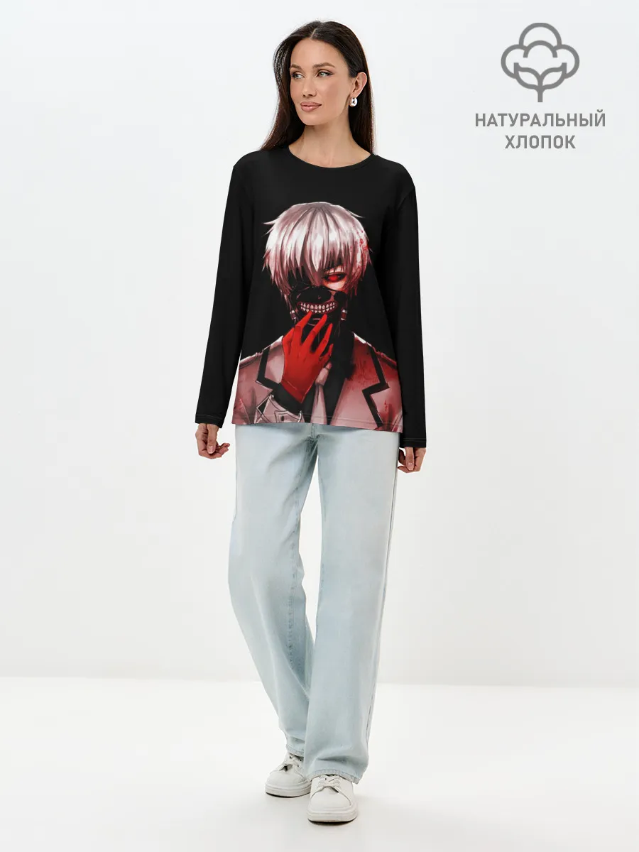 Лонгслив женский. Хлопок / Ken Kaneki в крови