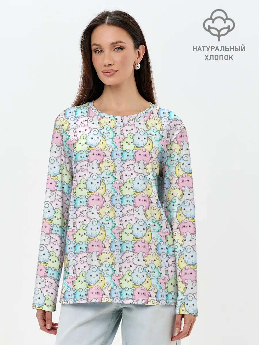 Лонгслив женский. Хлопок / Kawaii night