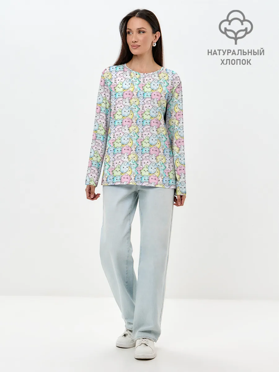 Лонгслив женский. Хлопок / Kawaii night