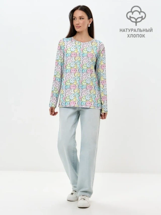 Лонгслив женский. Хлопок / Kawaii night