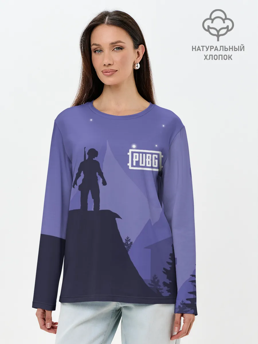 Лонгслив женский. Хлопок / Ночной PUBG
