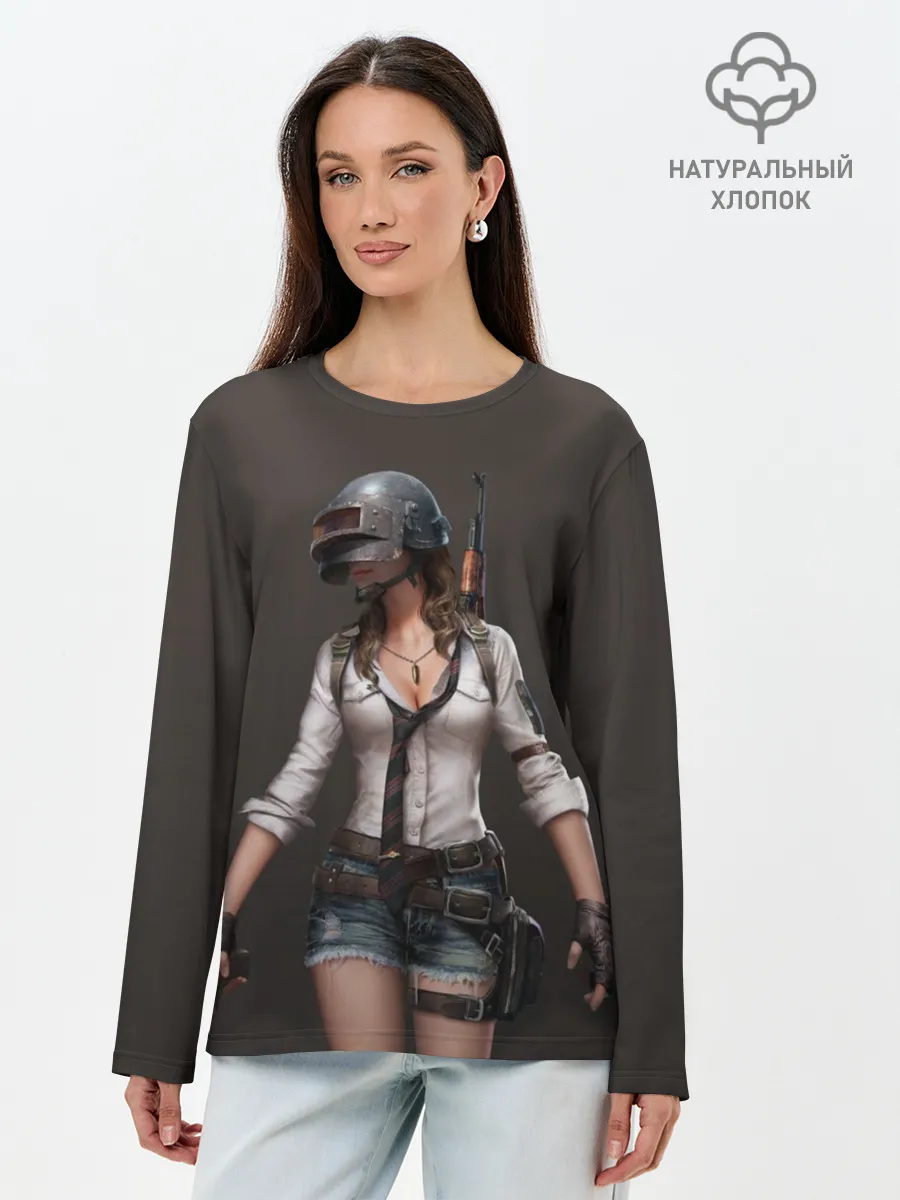 Лонгслив женский. Хлопок / PUBG girl
