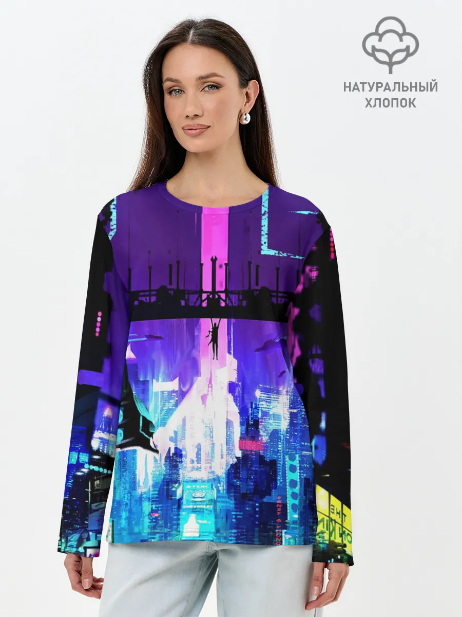 Лонгслив женский. Хлопок / CYBERPUNK