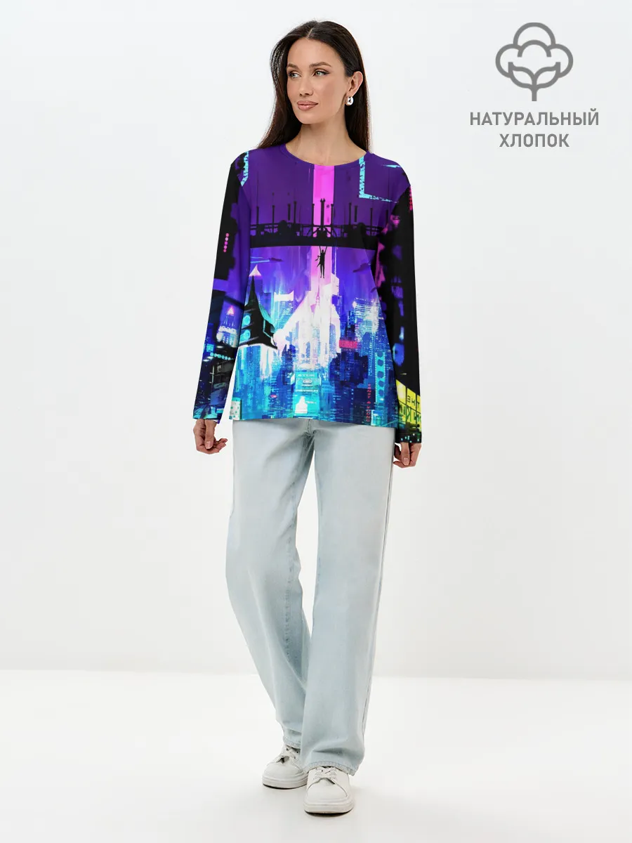 Лонгслив женский. Хлопок / CYBERPUNK