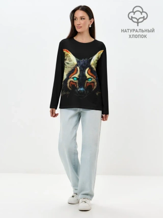 Лонгслив женский. Хлопок / Рыжий лис