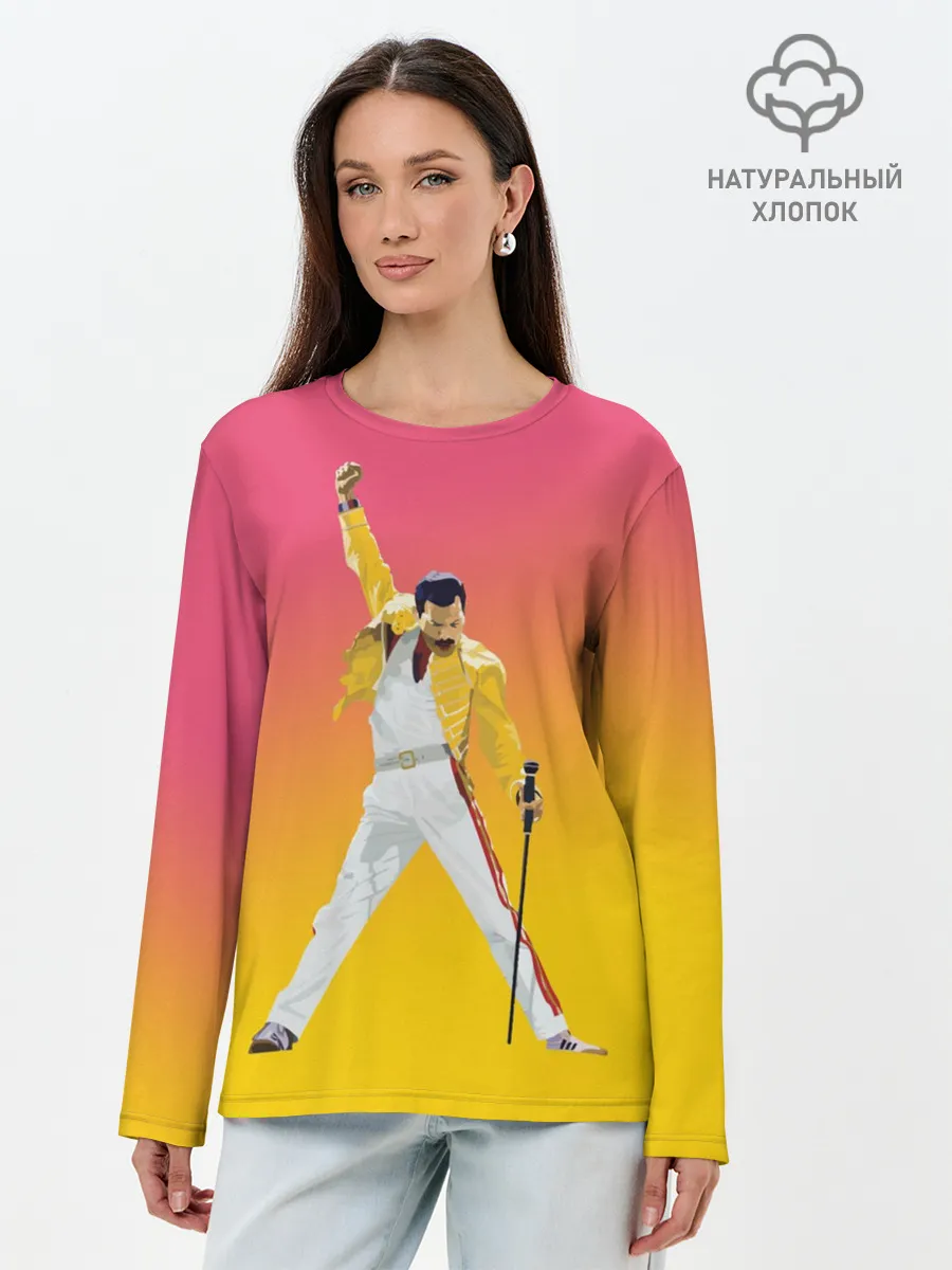 Лонгслив женский. Хлопок / Queen: Фредди Меркьюри