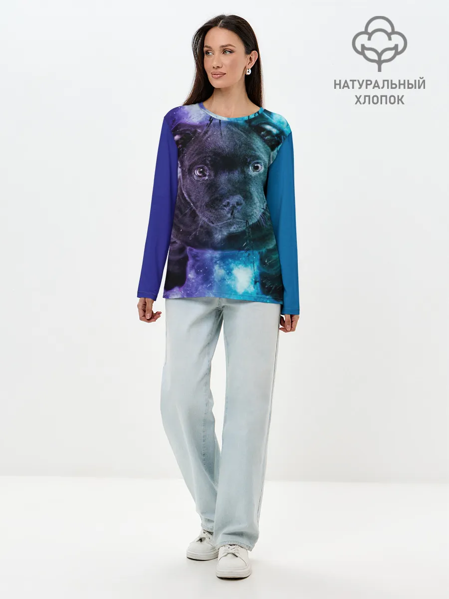 Лонгслив женский. Хлопок / Милый пёс