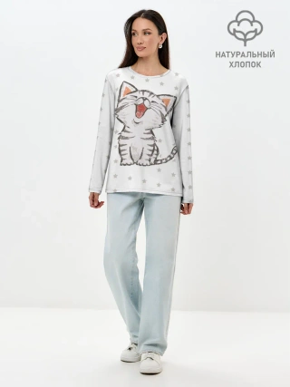 Лонгслив женский. Хлопок / Милейший Котик