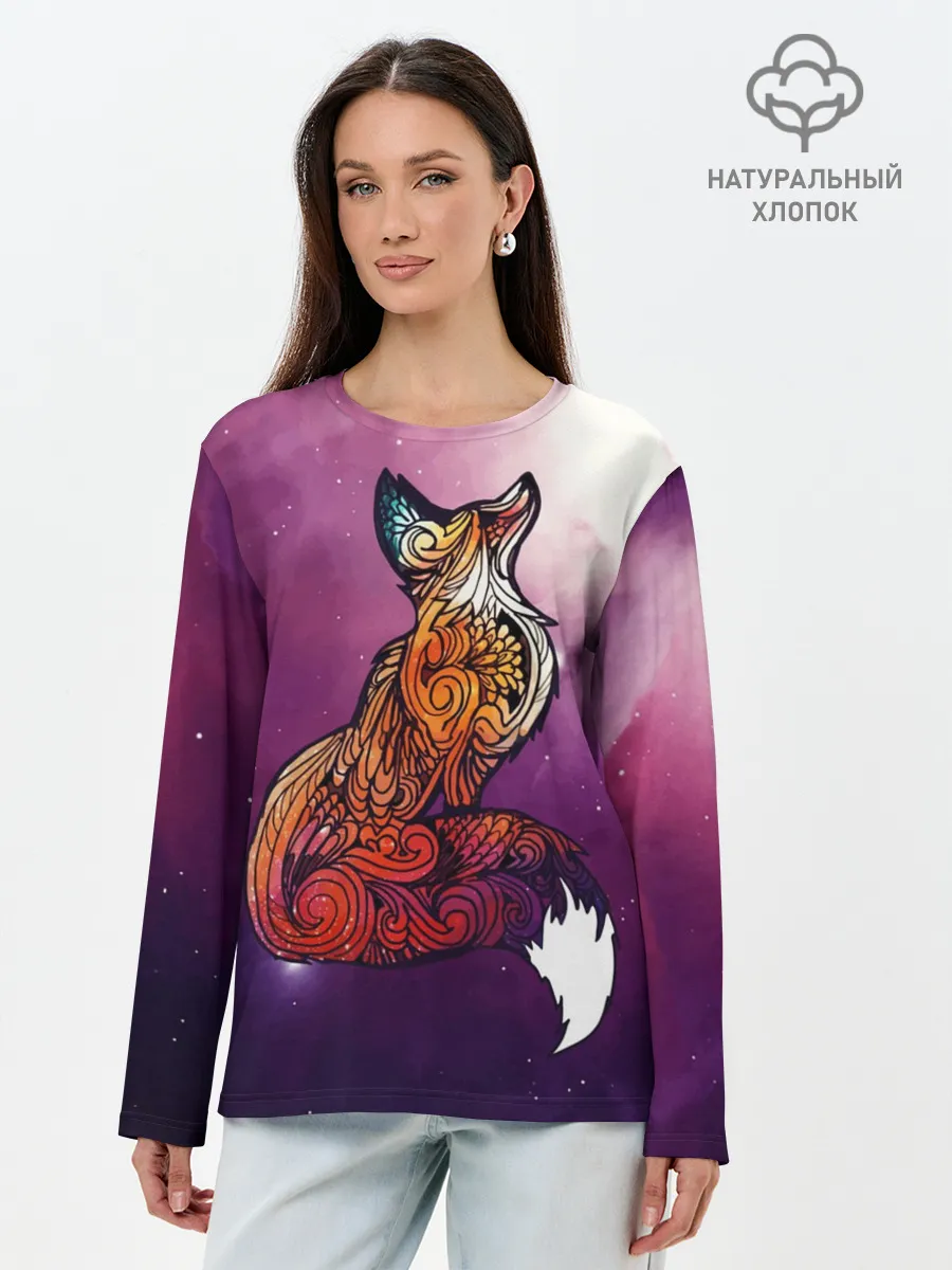Лонгслив женский. Хлопок / Космическая Лиса