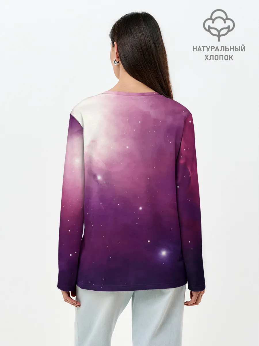 Лонгслив женский. Хлопок / Космическая Лиса
