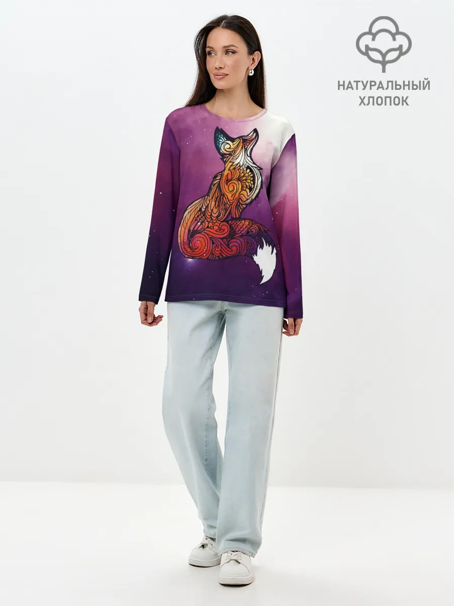 Лонгслив женский. Хлопок / Космическая Лиса