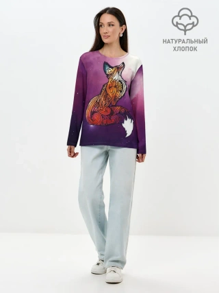 Лонгслив женский. Хлопок / Космическая Лиса