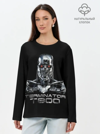 Лонгслив женский. Хлопок / Терминатор Т800,
